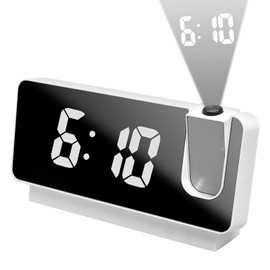 Projection Alarm Clock Radio Alarm Clock Digital Alarm Clock with Projection 180° Portable Alarm Clock Digital with Large 7.3 Inch LED Display, USB Digital Alarm Clock Temperature Display Alarm Clock