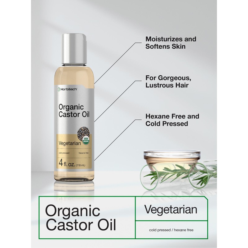 Organic Castor Oil | Cold Pressed & Hexane Free |