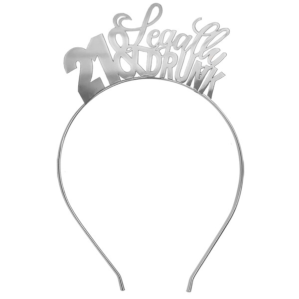 21st Birthday Decorations Tiara Gift - 21 & Legally Drunk Silver Headband Tiara- Birthday Party Hat HdBd(21LgDrnk)SLV