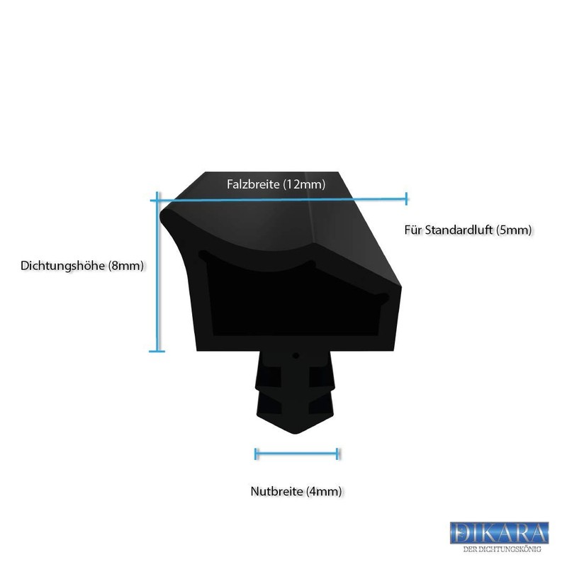 Dikara Door Seal, Rubber & TPE, 7.0mm Thick, Black 10m,