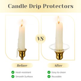 Hewory Glass Bobeches for Candlestick Holders, 3 PCS Candle Drip Protectors Candle Rings for Tapers, Candle Drip Catcher for Candle Stick Candle Holder for Wedding Party Church Home (Round, Clear)