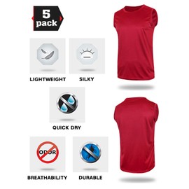 Liberty Imports Pack of 5 Men's Stretch Cool Dry Muscle Tank Tops Athletic Crewneck Sleeveless Workout Shirts (X-Large, Ed.2)