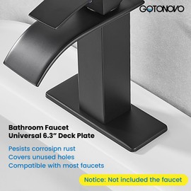gotonovo 6 inch Rectangle Deck Mount Faucet Plate,Faucet Hole Cover Escutcheon Plate for Kitchen or Bathroom Sink 1 Hole or 3 Hole 4 Inch Centerset Matte Black