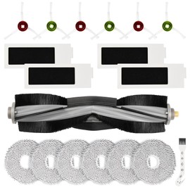 KTNAid 18 St??ck Zubeh?r f??r Ecovacs Deebot T20 Omni / T20e Omni Saugroboter, 1 Hauptb??rste 6 Wischt??cher 4 Filter 1 Reinigungsb??rste 6 Seitenb??rsten