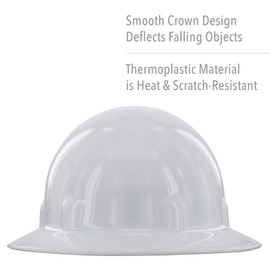 Fibre-Metal by Honeywell SuperEight Thermoplastic Full Brim Hard Hat with 8-Point Ratchet Suspension, Yellow, Model: E1RW02A000