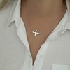 LEMONDROP 925 Sterling Silver Sideways Cross Necklace 18" + 2"