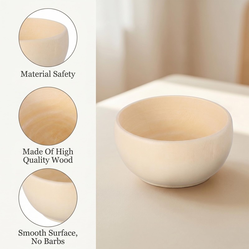 40 Pack Wooden Bowls, Mini Pinch Bowls Set for DIY