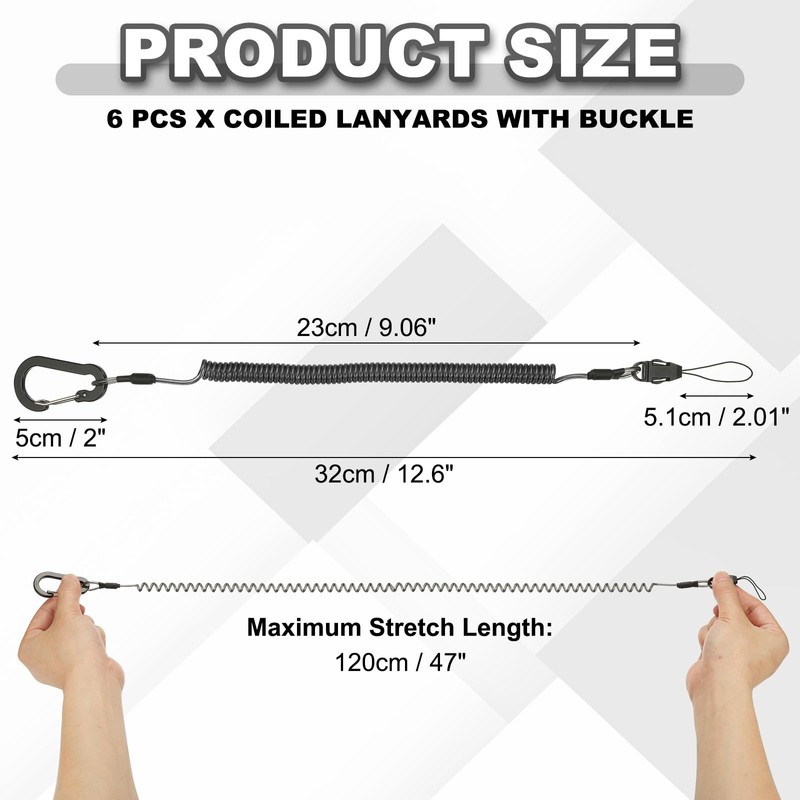 PATIKIL Coiled Lanyards with Buckle 47 Inch, 6 Pcs Retractable