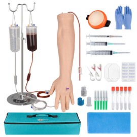 Intravenous Practice Arm Kit for Nursing Student, Phlebotomy IV Practice Kit with Portable Case（Education Use Only）
