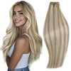 RUNATURE Blonde Weft Hair Extensions Human Hair Highlight Ash Brown