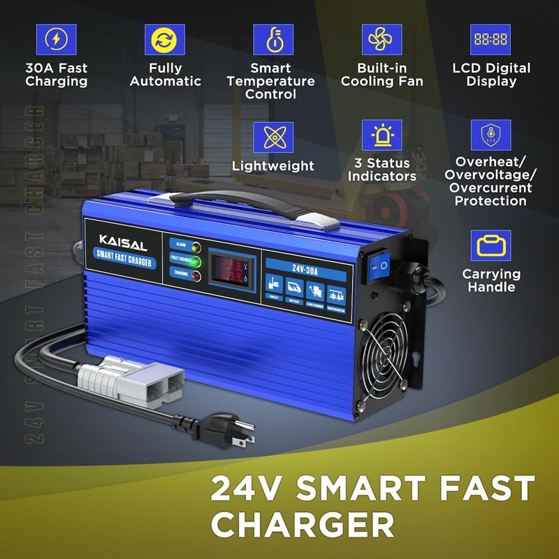 Forklift Battery Charger 24V 30A Smart 24 Volt Charger 900W