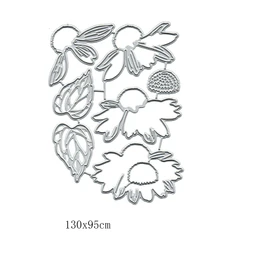 DDeehs Plant Coneflower Leaf Metal Die Cuts,Christmas Peony Flower Leaves Card Cutting Dies Cut Stencils DIY Decorative Embossing Paper Festival Making, Sliver, 10x13cm/3.93''x5.11''