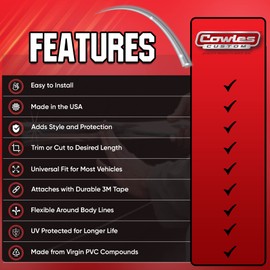 Cowles - Premium Universal Body Molding for All Vehicles - Easy Install, Chrome Finish, 1" by 12 ft, UV Protected, Long Lasting Flexible PVC