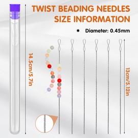 UOOU Beading Needles, 6 Pcs Twist Seed Bead Needles, Fine 0.024, Diameter 5.1 inches Length Twisted Wire Collapsible Eye Beading Needle for Jewelry Making