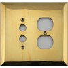 Jumbo Stamped Unlacquered Brass Two Gang Combo Wall Plate -