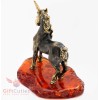Solid Brass Amber Figurine of the Rainbow Unicorn Horse IronWork