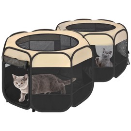 EighteenTek 2-in-1 Pop Up Cat Playpen, Assembly-Free Dog Puppy Pet Playpen, Indoor Outdoor Cats Enclosed, Cat Tent House Crate Cage, Portable & Foldable Playpen for Kittens(No Divider, Unified Space)