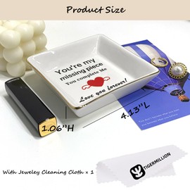 TIGERMILLION Christmas Valentine Gifts for Wife Girlfriend Ring Dish, Happy Anniversary Jewelry Tray Gifts for Wife Trinket Dish - You’re my missing piece