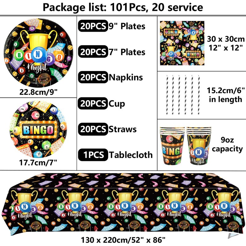 Bingo Party Supplies - Bingo Party Tableware - Dinner Plates