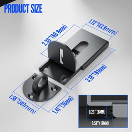 Sliding Door Lock, 90 Degree Door Hasp Latch Lock, Stainless Steel Security Right Angle Padlock with Screws for Push/Sliding/Barn Doors (1PC, Grey, Large)