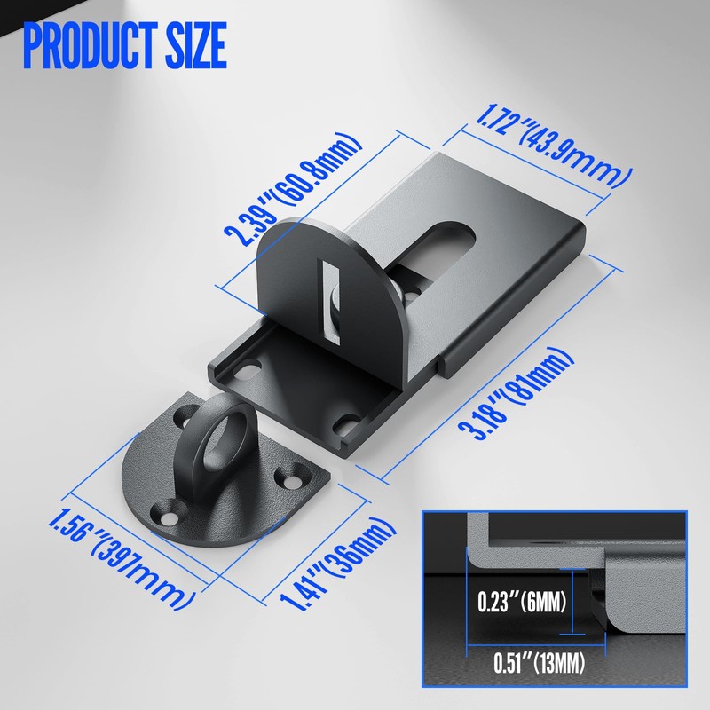 Sliding Door Lock, 90 Degree Door Hasp Latch Lock, Stainless