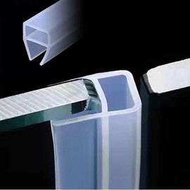 Frameless Soft Shower Door Sweep Seal Drip Rail, Glass Shower Silicone Door Seal Strip,Weatherproof Silicone Seal Fit for Glass (U Type, 12mm (1/2"))