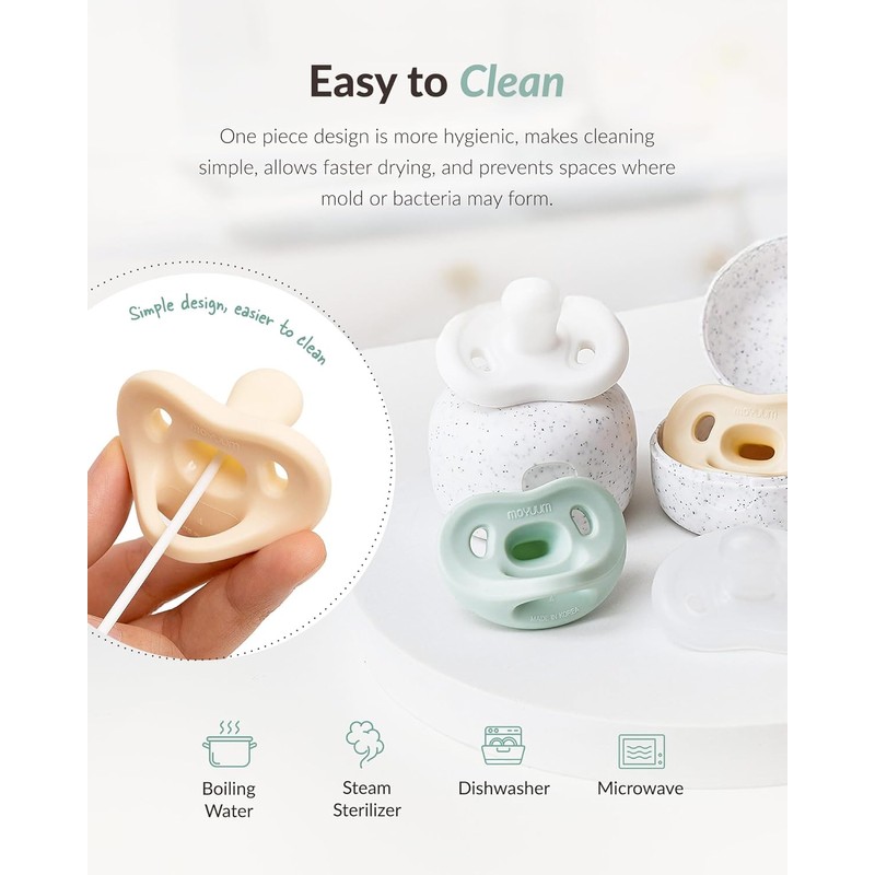 Korean-Made MOYUUM Silicone Macaron Pacifier 2 Pack with Travel Case,