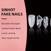 SINHOT Medium Press on Nails Almond Fake Nails Glossy Glue