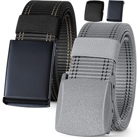 EIOKBECY Men's Canvas Belt, Tactical Belt with Infinitely Adjustable Belt Buckle, Nylon Belt for Outdoor, Work, Military, Leisure. Belt Men's Work Belt, Black+grey