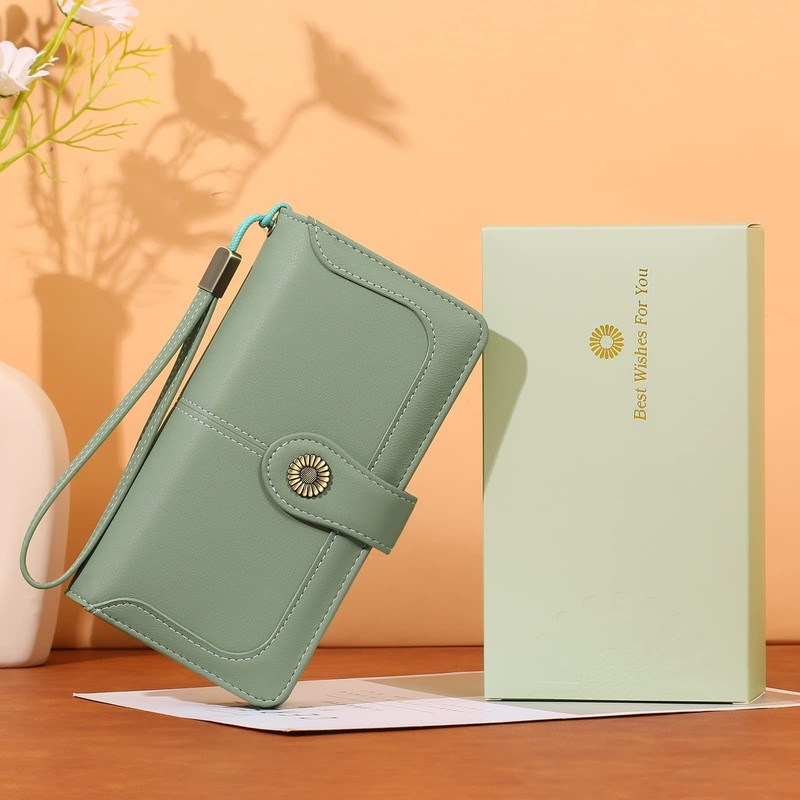 SENDEFN Genuine Leather Purses for Women, RFID Large Ladies Purse,