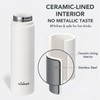 Mininoo 24 oz Insulated Ceramic-Lined Water Bottle with Straw, White