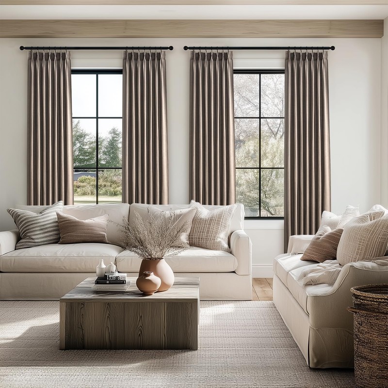 Topfinel Pinch Pleated Curtains 90 Inches Long 2 Panels Set,Dark