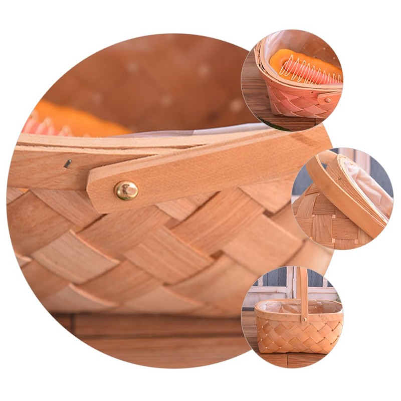 Ciieeo 1 PC Portable Handmade Bamboo Woven Flower Basket with