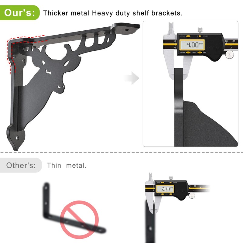 SELEWARE Heavy Duty Shelf Brackets 12 Inch, Deer Shelves Brackets,
