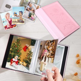 Artmag Photo Album 8x10 2 Packs Clear Pages Leather Cover Slide in Album Each Holds 52 Vertical 8x10 Photo Album Scrapbook Picture Artwork or Postcards Storage (Pink)