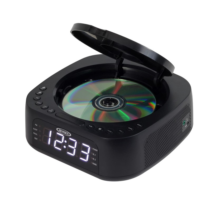 JENSEN JCR-375 Stereo Digital Dual-Alarm Clock with Top-Loading CD Player,
