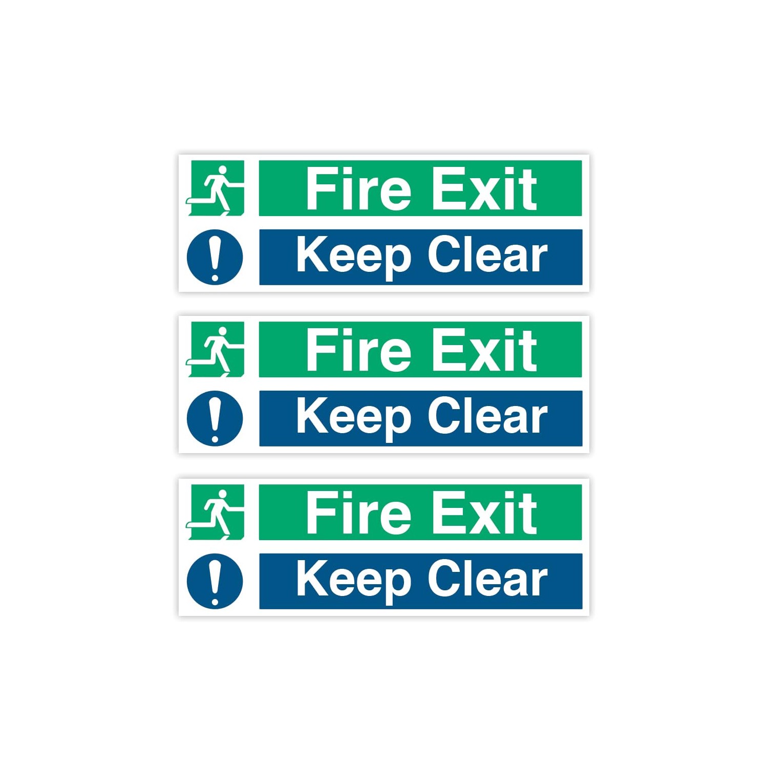 Pack of 3 Fire Exit Sign Fire Exit Keep Clear Sign Stickers Waterproof ...