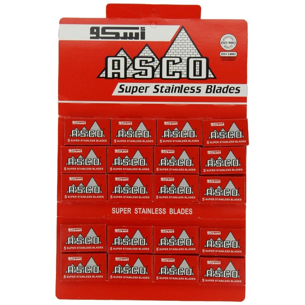100 ASCO Super Stainless Double Edge Safety Razor Blades