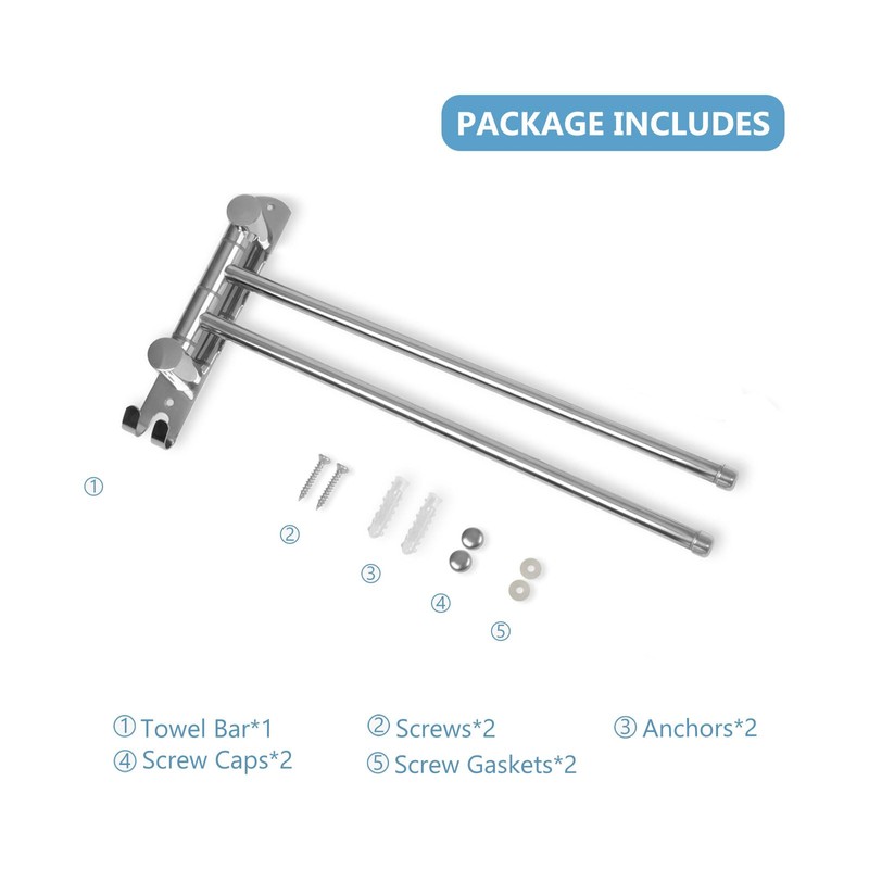 Adjustable Bathroom Towel Rack JSVER SUS304 Stainless Steel Towel Rack,