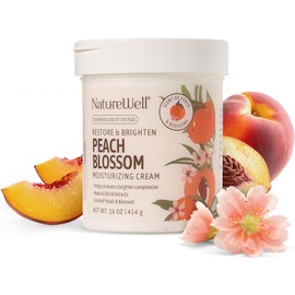 Crema hidratante restauradora e iluminadora Peach Blossom para rostro y cuerpo, con extracto de melocotón, niacinamida y ácido hialurónico, que promueve una tez más brillante, 16 oz.