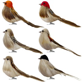 BICHENHWAI 6PCS Artificial Birds Crafts Clip On Bird Ornaments Artificial Simulation Bird Sparrow Ornaments for Craft Garden Decoration Home Decor”