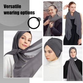 Hijab Muslim Headscarf Women's Premium Chiffon Modern Islamic Chiffon Headscarves for Women Scarf Turkish Premium Quality, charcoal