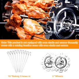 Oven Grill Cage with 10 Skewers Stainless Steel Meat Skewer Cage Heat-Resistant Rotating BBQ Roaster Non-Stick Kebab Maker Machine Rotisserie Skewer Needle Cage for Air Fryer Oven Grill