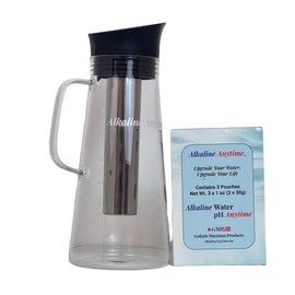 Alkaline Water Filter Pitcher with Infuser, Glass Pitcher with Lid 1.5L | 9.5 pH Alkaline Filters | Tea Pitcher | Borosilicate Glass | Infuser Pitcher (3 Pack Box (30g Filters))