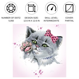 DIAMOND DOTZ Eye Spy Kitty Cat Diamond Painting Kits for Adults - Diamond Art Kits a Relaxing Creative Craft Kit with Dotz Gems 12.6"x12.6"