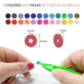 Bebeay Cuentas para Pulseras, 6000 Kit para Hacer Pulseras Cuentas De Arcilla para Pulseras, Cuentas para Hacer Pulseras y Collares con Cuerda, Pinzas y Tijeras Pequeñas, Cuentas de Letras Regalo