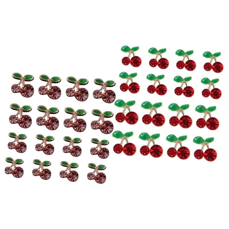 Abaodam 2sets Nail Pearls Gems DIY Charms for Women Cherry