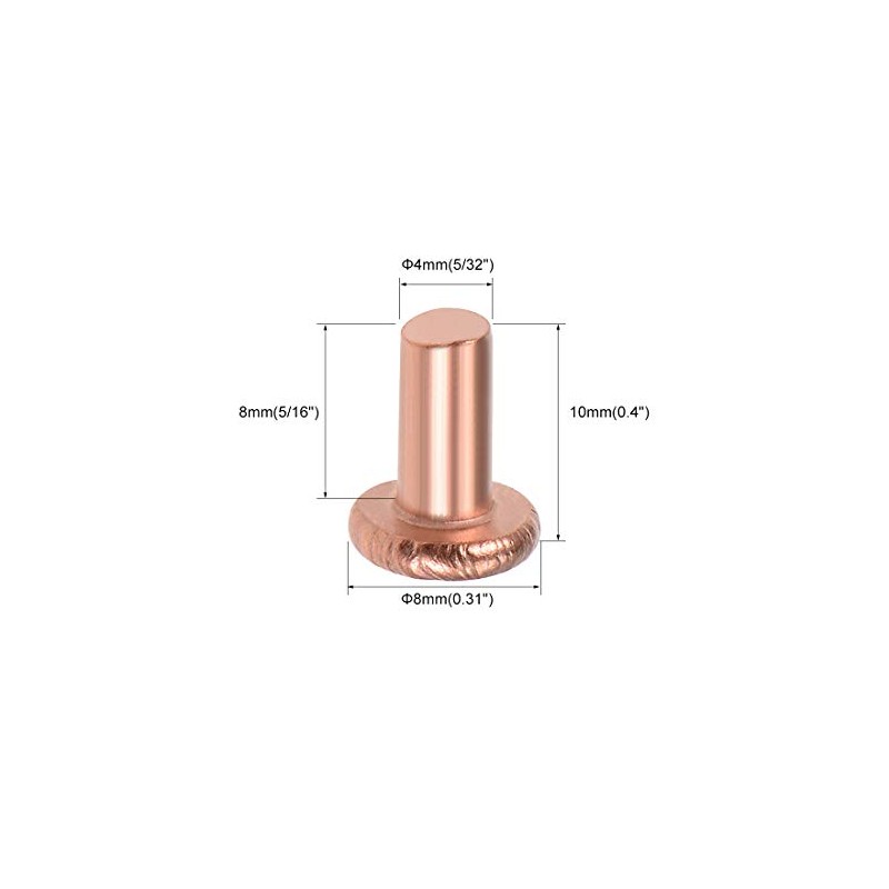 sourcing map 25 Pcs 5/32" x 5/16" Flat Head Copper