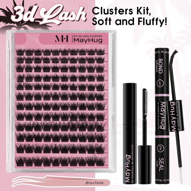 Mayhug Eyelash Extensions Set, 3D Volume Eyelash Extensions, 144 Pieces,