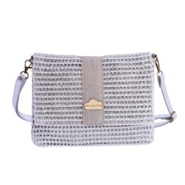 DON ALGODON Women's Faro Shoulder Bag, Beach Bag, Summer Bag, Raffia Bag, silver